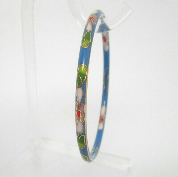 Vintage blue cloisonné bangle bracelet - Picture 3 of 3